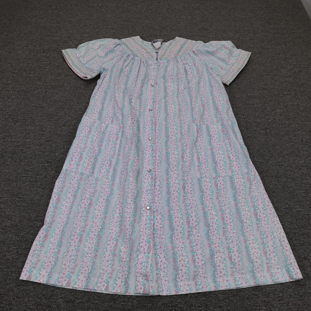 Vintage All Day Cafe Dress Womens Large Floral Cottage Kaftan Lounge 50s 60s 70s